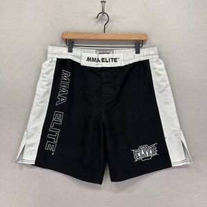 MMA Elite Shorts M-L (34) Black White Fighting Boxing Martial Arts Training‎ VTG